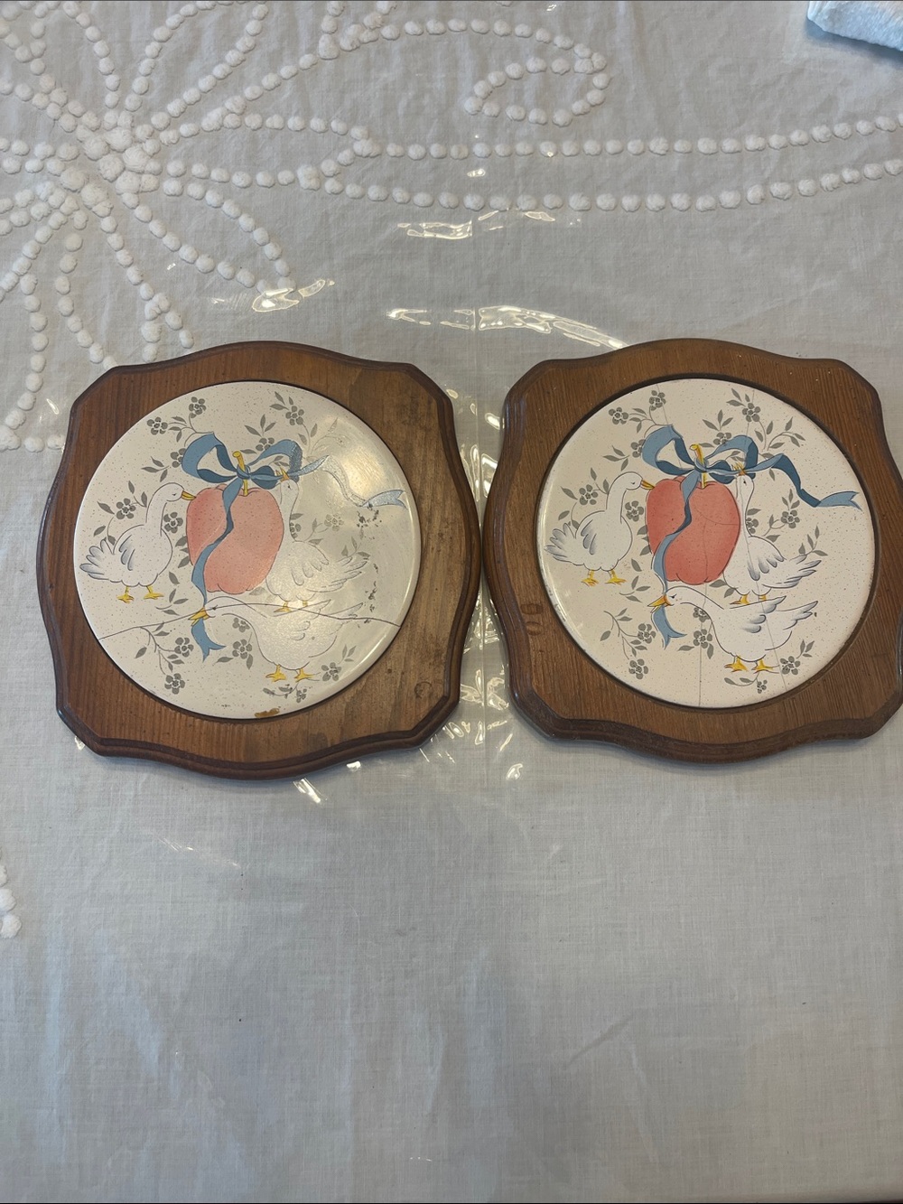Vintage marmalade goose farmhouse Ceramic Tile Coasters with Wood Frames - Picture 4 of 4